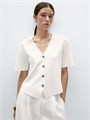 Кардиган Massimo Dutti вязанный с короткими рукавами и V-образным вырезом на пуговицах 11202039