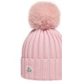 Moncler Теплая и комфортная шапка-бини из мериносовой шерсти с искусственным помпоном и рибаной 11016510