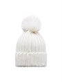 Moncler Теплая и комфортная шапка-бини из мериносовой шерсти с искусственным помпоном и рибаной 11016510