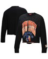 Женский укороченный лонгслив с чёрными стразами New York Knicks Hardwood Classics от Mitchell &amp, Ness 11223125