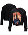 Женский укороченный лонгслив с чёрными стразами New York Knicks Hardwood Classics от Mitchell &amp, Ness 11223125