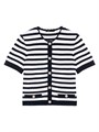 Укороченный кардиган Maje в полоску с круглым вырезом, короткими рукавами и двумя карманами 11167866