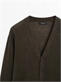 Кардиган из льняной пряжи с V-образным вырезом и застежкой на пуговицы от Massimo Dutti 11201892