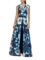 Kay Unger Комбинезон Pia Walk-Thru с расклешенной юбкой и принтом, V-образным вырезом, съемным поясом 11167424