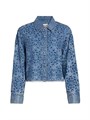 Джинсовая укороченная рубашка oversize из хлопка от Alice + Olivia с лазерной вырезкой и длинными рукавами 11010556