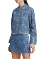 Джинсовая укороченная рубашка oversize из хлопка от Alice + Olivia с лазерной вырезкой и длинными рукавами 11010556