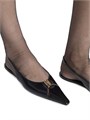 Saint Laurent Балетки Babylone Slingback из гладкой кожи с открытым носком и логотипом Cassandre 11168055