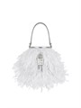 Givenchy Миниатюрная сатиновая сумка-бакет Shark Lock с перьями и кожаной ручкой, 5,5 дюймов, с цепочкой 11169233
