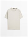 Молодёжная облегающая футболка Massimo Dutti с коротким рукавом из смеси хлопка 11201875