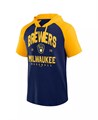 Logo Athletic Спортивная хлопковая молодёжная футболка-худи Fanatics Navy Milwaukee Brewers с коротким рукавом 11221820