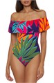 Trina Turk Слитный купальник Wailea с оборкой и открытыми плечами, 90% нейлон и 10% спандекс 10047153