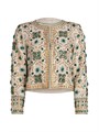 Alice + Olivia Kidman Beaded Linen Crewneck Jacket 11010495