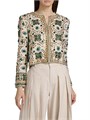Alice + Olivia Kidman Beaded Linen Crewneck Jacket 11010495