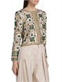 Alice + Olivia Kidman Beaded Linen Crewneck Jacket 11010495
