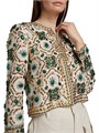 Alice + Olivia Kidman Beaded Linen Crewneck Jacket 11010495