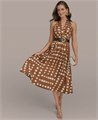 Donna Karan New York Женское миди-платье Donna Karan с поясом и в горошек, размеры 0P-16, стильное и игривое 11172026