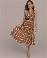 Donna Karan New York Женское миди-платье Donna Karan с поясом и в горошек, размеры 0P-16, стильное и игривое 11172026