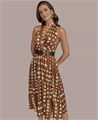 Donna Karan New York Женское миди-платье Donna Karan с поясом и в горошек, размеры 0P-16, стильное и игривое 11172026
