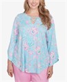 Ruby Rd. Блузка большого размера с цветочным принтом от Ruby Rd, V-образный вырез, рукава 3/4 11226087