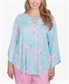 Ruby Rd. Блузка большого размера с цветочным принтом от Ruby Rd, V-образный вырез, рукава 3/4 11226087