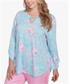 Ruby Rd. Блузка большого размера с цветочным принтом от Ruby Rd, V-образный вырез, рукава 3/4 11226087