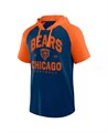 Logo Athletic Мужская лёгкая и комфортная футболка с капюшоном Chicago Bears Prime из 100% тёмно-синего хлопка 11223546