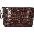 LAUREN Ralph Lauren Кожаная сумка-косметичка с крокодиловым эффектом, 28 см, с внутренним карманом и верхней молнией 11171115