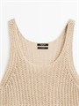 Льняной вязаный топ Massimo Dutti с круглым вырезом, 100% лен, открытая текстура 11202036