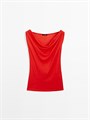 Топ Massimo Dutti из 100% хлопка с драпированным вырезом и без рукавов для стильного образа 11202105
