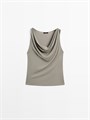 Топ Massimo Dutti из 100% хлопка с драпированным вырезом и без рукавов для стильного образа 11202105