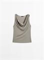 Топ Massimo Dutti из 100% хлопка с драпированным вырезом и без рукавов для стильного образа 11202105