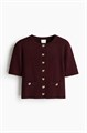 Укороченный кардиган H&amp,M с короткими рукавами, металлическими пуговицами и карманами 11193820