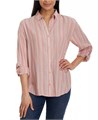 Женская рубашка с воротником в полоску от Gloria Vanderbilt с длинными рукавами и пуговицами спереди 11233658