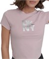 Женская футболка DKNY с короткими рукавами и логотипом из текстурированной фольги, 95% хлопка 11241907