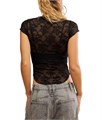 Футболка с кружевом Free People Ready To Go, свободного кроя, 88% нейлон, 12% эластан 10047373