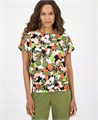 Топ с короткими рукавами и широкой резинкой на бедрах от AK Anne Klein с цветочным принтом, 95% полиэстер 11233357