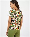 Топ с короткими рукавами и широкой резинкой на бедрах от AK Anne Klein с цветочным принтом, 95% полиэстер 11233357