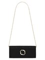 Malone Souliers Клатч Vivien из черного атласа с кружевной отделкой, 12x27x6.5 см, с цепочкой 47 см и кристаллической застежкой 11013080