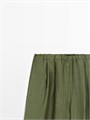 Льняные брюки прямого кроя Massimo Dutti с эластичным поясом и карманами 11201975