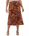 Юбка миди большого размера с элегантным рисунком листьев от ELLA Rafaella, эластичный пояс, полиэстер 11175447