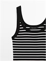Майка с полосатым принтом Massimo Dutti из хлопкового смесового полотна, облегающего силуэта и с ребристыми отделками 11202077