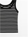 Майка с полосатым принтом Massimo Dutti из хлопкового смесового полотна, облегающего силуэта и с ребристыми отделками 11202077