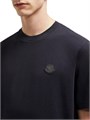 Мужская хлопковая футболка Moncler с круглым вырезом и кожаным логотипом, короткие рукава 11168028