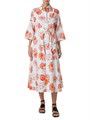 Хлопковое платье-рубашка Midi с поясом и ярким принтом гвоздики от Akris punto, 100% хлопок, рукава три четверти 11018631