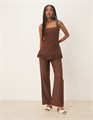 Брюки шоколадного цвета Pretty Lavish Verona с высокой талией, часть комплекта 11234208