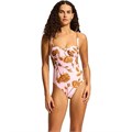 Купальник Seafolly Rococo цельный с декольте, сборками и поддержкой груди 11237527