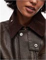 Куртка Topshop из искусственной кожи с вельветовым воротником, коричневого цвета, свободного фасона 11177494