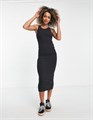 Чёрное облегающее платье Weekday с круглым вырезом и рукавами-реглан 11231867