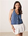 Топ с завязками на шее из денима от Gina Tricot с открытой спиной и регулировкой 11202415