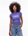 Фиолетовая графическая футболка Paris 1978 от Topshop с круглым вырезом и короткими рукавами 11225928